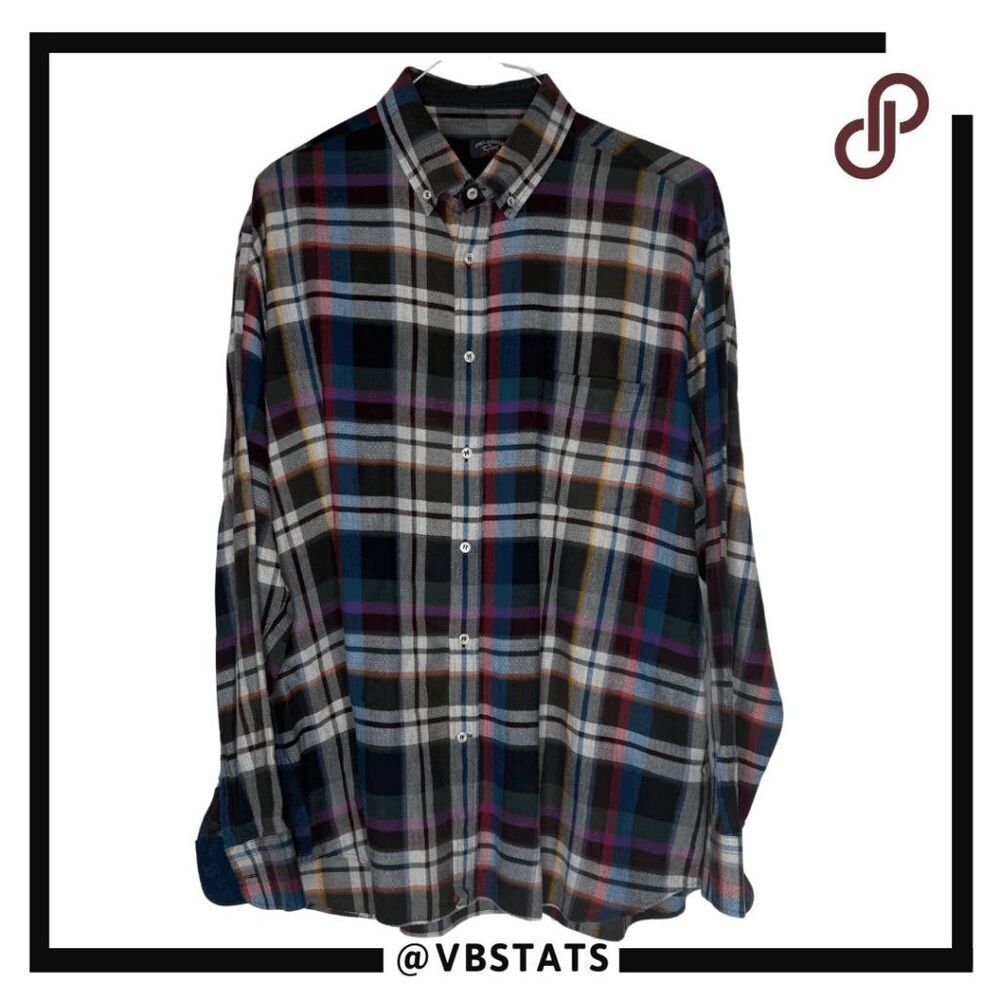 Paul & Shark Men's Flannel Plaid Long Sleeve Button Up Shirt Multicolor‎ XL
